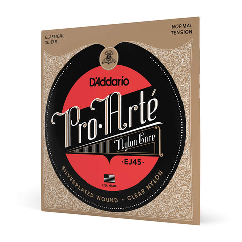 D'Addario Pro Arté Nylon Classical Guitar Strings, EJ45, Normal Tension, 6-String Set, Pack of 1
