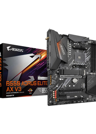 GIGABYTE B550 AORUS Elite AX V3 AMD AM4 ATX Motherboard, Supports Ryzen 5000/4000/3000 Processors, DDR4, 12+2 Power Phase, 2X M.2, PCIe 4.0, WIFI6, 2.5 GbE LAN, Front USB-C, Q-Flash Plus, RGB Fusion