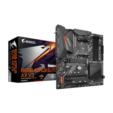 GIGABYTE B550 AORUS Elite AX V3 AMD AM4 ATX Motherboard, Supports Ryzen 5000/4000/3000 Processors, DDR4, 12+2 Power Phase, 2X M.2, PCIe 4.0, WIFI6, 2.5 GbE LAN, Front USB-C, Q-Flash Plus, RGB Fusion
