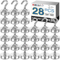 MIKEDE Heavy Duty Magnetic Hooks for Cruise Ship-N52 Silver 28 Pack-30 LB