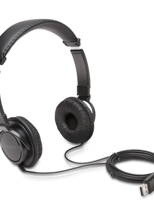 Kensington USB-A Hi-Fi Headphones, On-Ear Headset, 6ft Cord, for Kids, for Adults, for School, Padded Adjustable Headband (K97600WW), Black