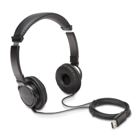 Kensington USB-A Hi-Fi Headphones, On-Ear Headset, 6ft Cord, for Kids, for Adults, for School, Padded Adjustable Headband (K97600WW), Black