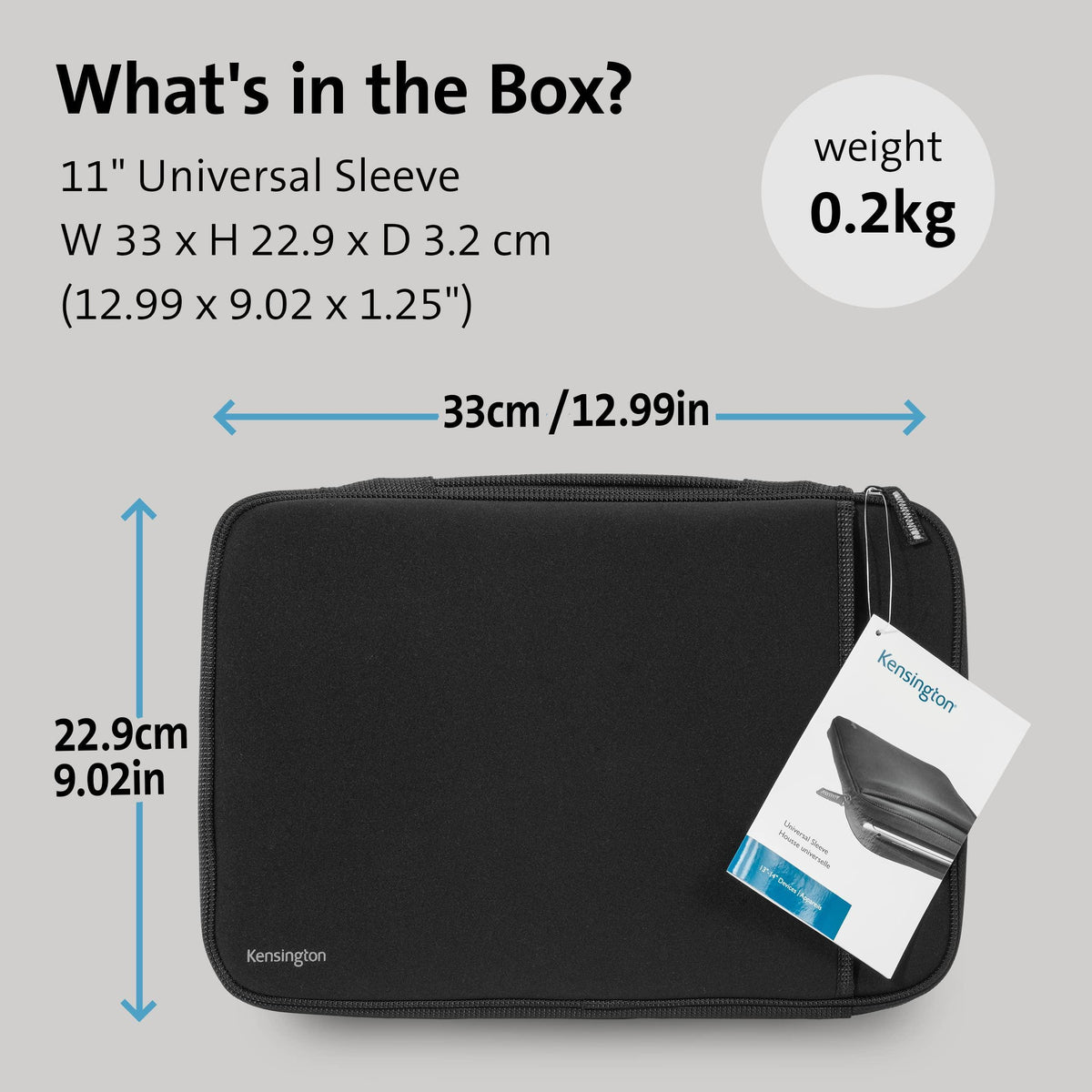 Kensington 11.6-Inch Laptop Sleeve with Storage Pocket for Chromebook, Laptop, Tablet (K62609WW),Black