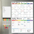 Hivillexun Magnetic Dry Erase Calendar Whiteboard Set (3-Pack) for Fridge, Wall, and Refrigerator Organization – Monthly, Weekly, and Daily Planners with 8 Markers and Eraser
