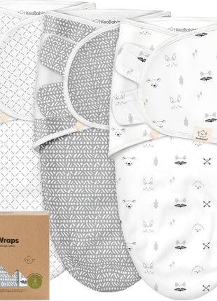 KeaBabies 3-Pack Organic Baby Swaddle Sleep Sacks - Swaddles for Newborns, Infant 0-3 Months, Baby Girls, Boys, Soft & Snug Newborn Sleep Sack, Nursery Swaddling Blankets (Nordic)