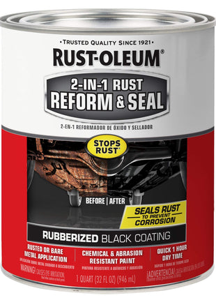 Rust-Oleum 344763 Automotive 2-in-1 Rust Reform & Seal, Quart, Black