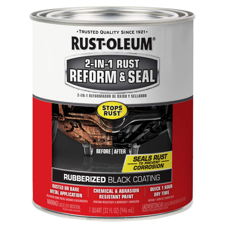 Rust-Oleum 344763 Automotive 2-in-1 Rust Reform & Seal, Quart, Black