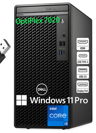 Dell Pro Tower Plus Core Ultra 7 265 32GB DDR5 1TB SSD Desktop Computer | AI Boost with Intel 20-Core 13 TOPS NPU up to 5.3GHz, DVD-RW, 3 DisplayPorts, 2 USB-C, Windows 11 Pro Business PC