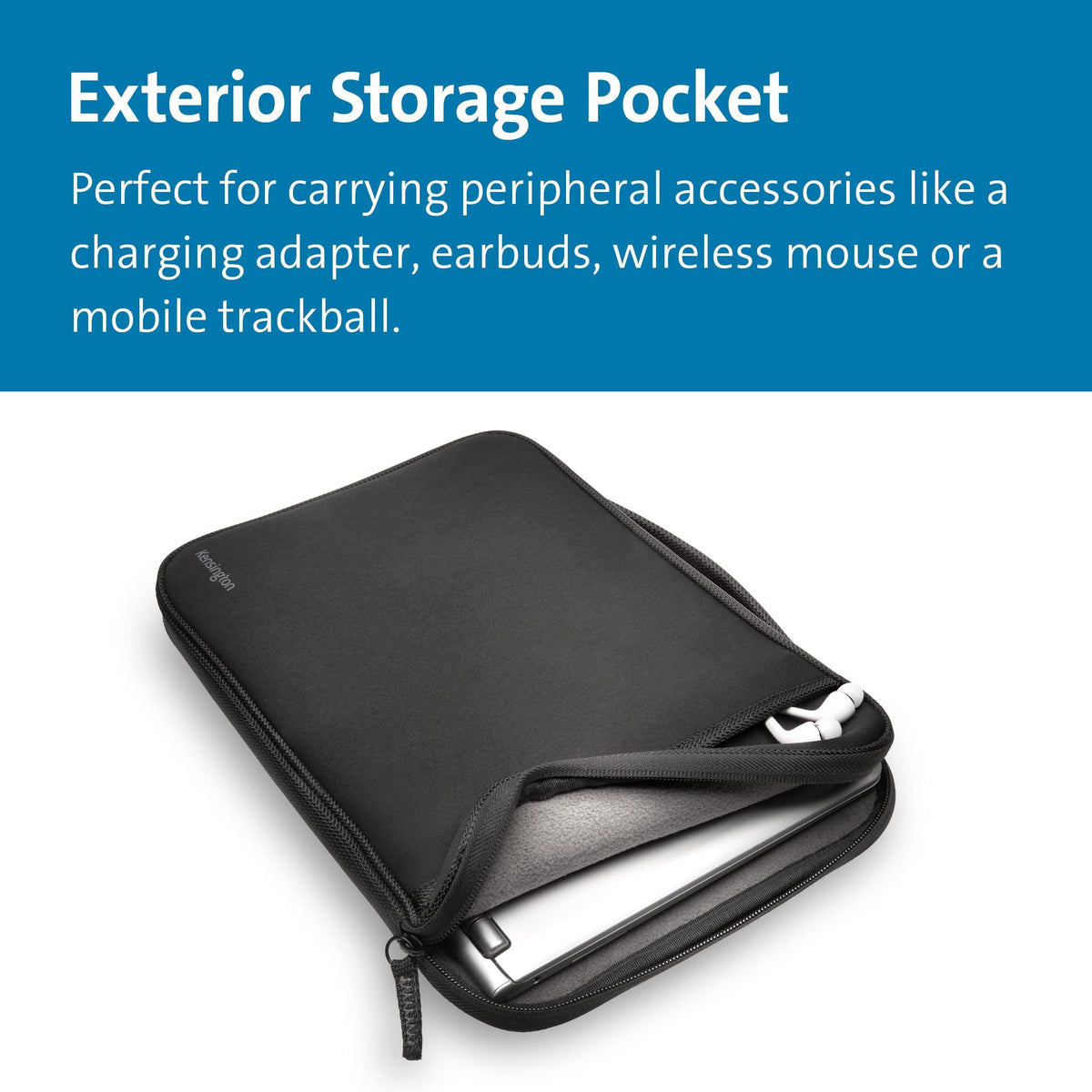 Kensington 11.6-Inch Laptop Sleeve with Storage Pocket for Chromebook, Laptop, Tablet (K62609WW),Black