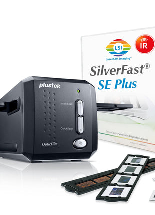 Plustek OpticFilm 8200i SE , 35mm Film & Slide Scanner. 7200 dpi / 48-bit Output. Integrated Infrared Dust/Scratch Removal. Bundle Silverfast SE Plus 9 , Support Mac and PC.