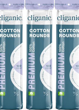 Cliganic Premium Cotton Rounds for Face (300 Count) - Makeup Remover Pads, Hypoallergenic, Lint-Free | 100% Pure Cotton (Packaging May Vary)