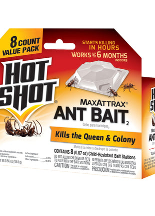 Hot Shot MaxAttrax Ant Bait 8 Count, Child-Resistant Bait Stations