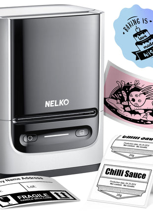 Nelko Label Maker Machine with Tape, PM220 Bluetooth Label Printer, 2 Inch Portable Thermal Printer for Small Business, Address, Logo, Clothing, Smart AI APP for iOS, Android & PC, White