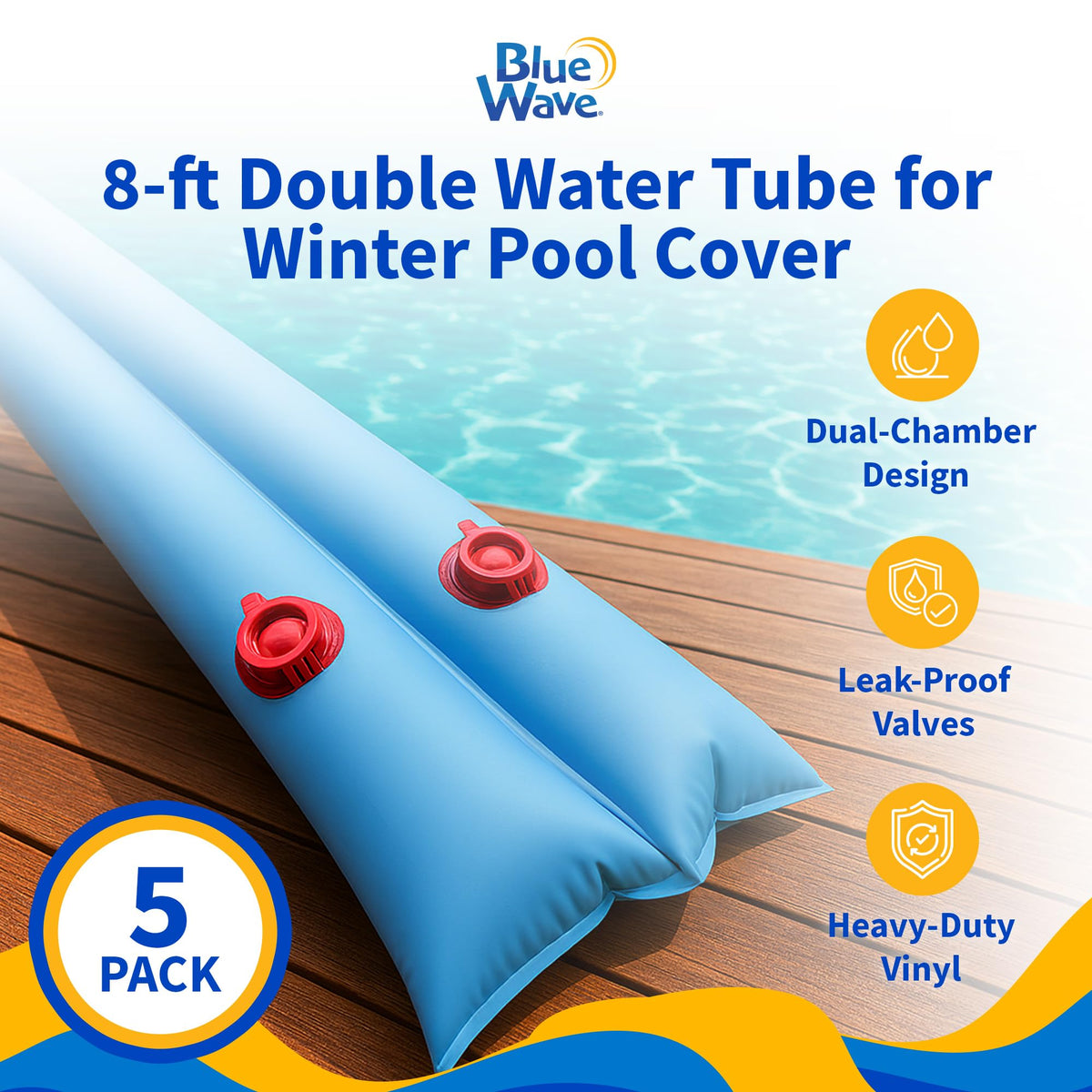 Blue Wave 8-ft Double Water Tube for Winter Pool Cover - 5 Pack