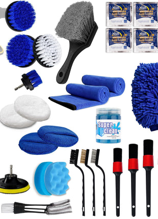 31pcs Car Detailing Kit Interior and Exterior Cleaner, Car Cleaning Kit with Professional Car Detailing Brush Set, Car Wash Kit and Auto Detailing Kit. Reusable, Perfect for Cars and Bikes