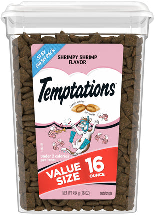 Temptations Cat Treats, Classic Crunchy and Soft Cat Treats, Shrimpy Shrimp Flavor, 16 oz. Tub