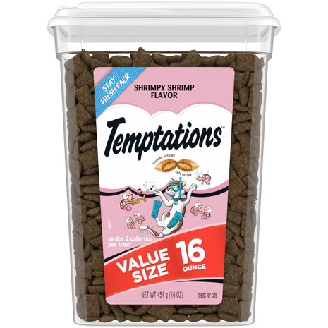 Temptations Cat Treats, Classic Crunchy and Soft Cat Treats, Shrimpy Shrimp Flavor, 16 oz. Tub