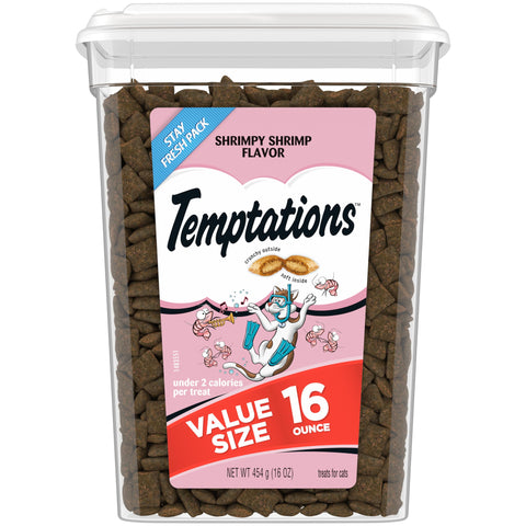 Temptations Classic Crunchy and Soft Cat Treats, Shrimpy Shrimp Flavor, 16 oz. Tub