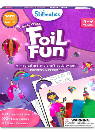 Skillmatics Foil Fun Unicorns & Princesses, Foil Art & Craft, Gift for Kids | Travel Toys, 100+ Stickers, Fine Motor Skills, DIY Mess-Free Art, Screen-Free, Gifts for Kids Ages 4, 5, 6, 7, 8, 9