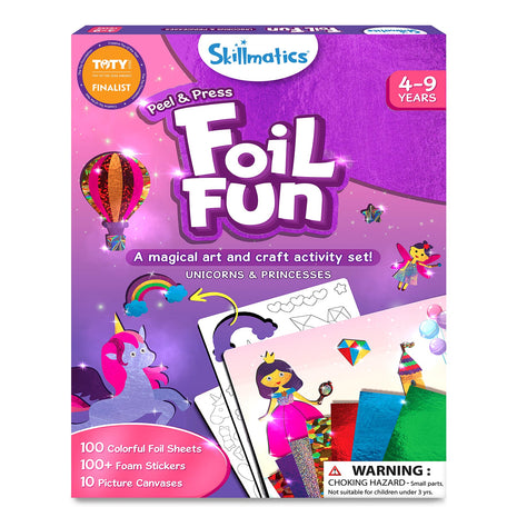 Skillmatics Foil Fun Unicorns & Princesses, Foil Art & Craft, Gift for Kids | Travel Toys, 100+ Stickers, Fine Motor Skills, DIY Mess-Free Art, Screen-Free, Gifts for Kids Ages 4, 5, 6, 7, 8, 9