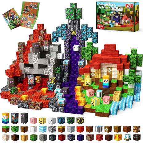 Magneverse 200Pcs Magnetic Blocks - Magnetic Building Blocks Toys for Kids | 0.8in Magnetic Cubes - Building Toys for Kids Ages 3+ , School STEM Learning Activities, Birthday Gifts for Boys Girls Age 3+