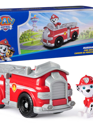 Paw Patrol, Marshall's Firetruck Toy Vehicle with Collectible Action Figure | Action Rescue Vehicle, Rolling Wheels, Movable Ladder, Pretend Play, Sustainably Minded, Kids Toys for Boys & Girls Ages 3+