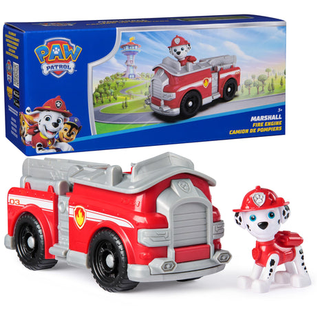 Paw Patrol, Marshall's Firetruck Toy Vehicle with Collectible Action Figure | Action Rescue Vehicle, Rolling Wheels, Movable Ladder, Pretend Play, Sustainably Minded, Kids Toys for Boys & Girls Ages 3+
