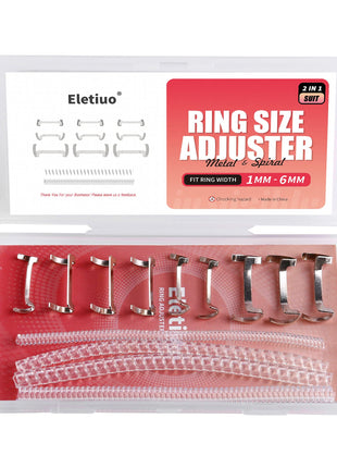 ELETIUO 13 Pack Filled Silver Metal Ring Guard with 4 Sizes Spirals,Invisible Ring Size Adjuster Set for Loose Rings,Ring Guard, Ring Sizer,Fit for Men and Women Rings,2 Styles (Silver+Transparent)