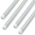 (Pack of 4) Linkable LED Utility Shop Lights for Garage, 6FT, 60W, LED Tube Ceiling Light T8 Integrated Single Fixture, 6000K, 8000LM Daylight V Shape, Basement, Offices, Clear Lens, Plug and Play