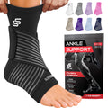 Sleeve Stars Ankle Brace for Women & Men, Ankle Wrap for Sprain, Compression Sleeve for Plantar Fasciitis Relief, Easy Customizable Support: w/ Removable Strap (Single/M:10