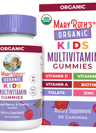 MARYRUTH'S USDA Organic Multivitamin Gummies, Ages 4+, Kids Vitamins, 60ct | 1 Month Supply, Vegan, Only 2 Gummies a Day, 60 Count