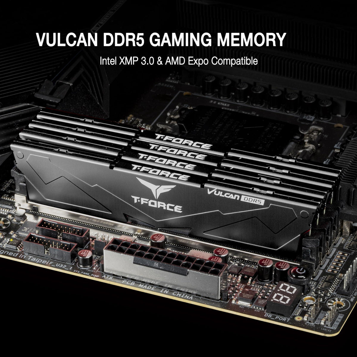 TEAMGROUP T-Force Vulcan DDR5 32GB (2x16GB) 6000MHz (PC5-48000) CL38 Desktop Memory Module Ram (Black) for Chipset 600 700 Series XMP 3.0 Ready - FLBD532G6000HC38ADC01