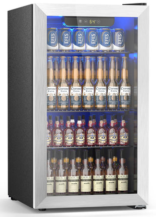 Electactic 3.2 Cu.Ft Mini Fridge with Freezer, Compact Refrigerator with 2 Doors, Small Fridge with Adjustable Thermostat & Removable Glass Shelves for Bedroom, Office, Dorm, or Apartment, Silver