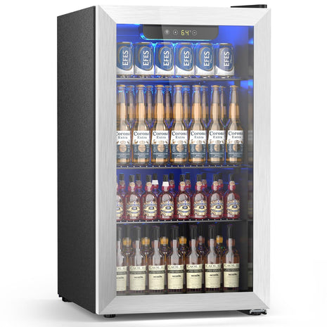 Electactic 3.2 Cu.Ft Mini Fridge with Freezer, Compact Refrigerator with 2 Doors, Small Fridge with Adjustable Thermostat & Removable Glass Shelves for Bedroom, Office, Dorm, or Apartment, Silver