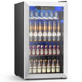 26 Bottle Wine Cooler Refrigerator, Small Freestanding Wine Fridge for Red, White and Champagne, Built-in Wine Cellar with Stainless Steel Glass Door, 40-66F Digital Temperature Control, Indoor Use