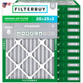 Filterbuy 20x25x2 Air Filter MERV 8 (MPR 700) Dust Defense Replacement (12-Pack), Electrostatic Pleated HVAC AC Furnace Filters, Made in USA (Actual Size: 19.50 x 24.50 x 1.75)