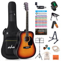ADM Dreadnought Acoustic Guitar Kit with Free Lesson for Beginner Adult Teen Full Size Acustica Guitarra Starter Bundle Set w/Bag Strap Tuner Capo Pickguard Music Stand Right Hand(Sunburst, 41 Inch)