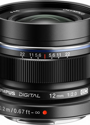 OM SYSTEM Olympus M.Zuiko Digital ED 12mm F2.0 Black for Micro Four Thirds System Camera, Compact Wide Angle Lens for Starry Sky and Landscape