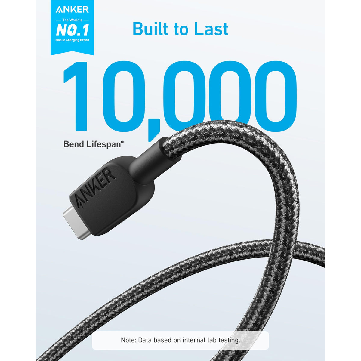 Anker USB A to USB C Cable, Charger Cord (2 Pack, 6FT), for iPhone 17 Series,Samsung Galaxy Note 10/S10+ S10, LG V30 (Black)