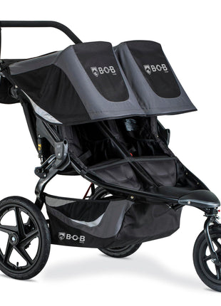 BOB Gear Revolution Flex 3.0 Duallie Jogging Stroller — Graphite Black | Versatile Double Jogger Stroller; All Terrain Stroller With Advanced Suspension & Air-Filled Tires; Car Seat Compatible