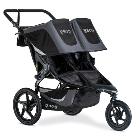 BOB Gear Revolution Flex 3.0 Duallie Jogging Stroller — Graphite Black | Versatile Double Jogger Stroller; All Terrain Stroller With Advanced Suspension & Air-Filled Tires; Car Seat Compatible