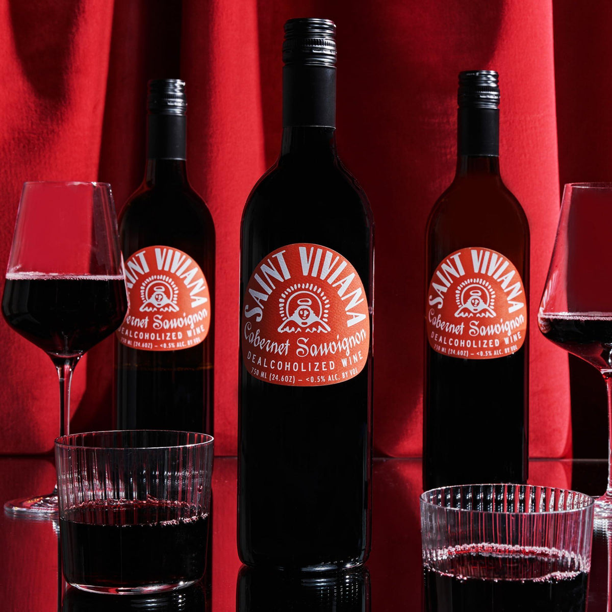 Saint Viviana Non-Alcoholic Cabernet Sauvignon, Non Alcoholic Red Wine, Gluten Free, Low Sugar, Zero Proof, California Dealcoholized Wine, Blackberry, Plum, Coffee & Vanilla Notes, 24.6 fl oz Bottle