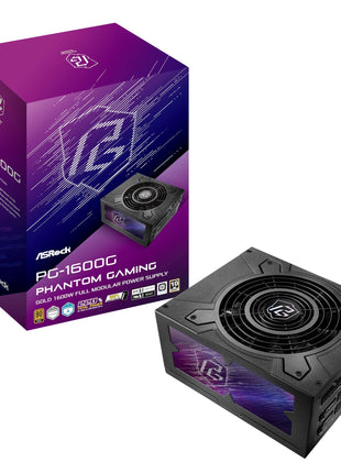 ASRock PG 1600G ATX 3.1 1600W Power Supply PCle5.1 10 Years Warranty Fully Modular Japanese Capacitor Phantom Gaming PG-1600G 80 Plus Gold Cybenetics Platinum 12V-2x6 Cables