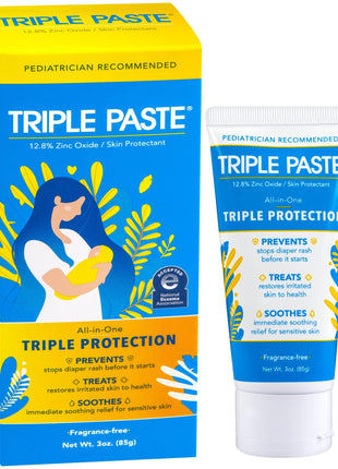 Triple Paste Diaper Rash Cream, Zinc Oxide Baby Ointment, 3 oz