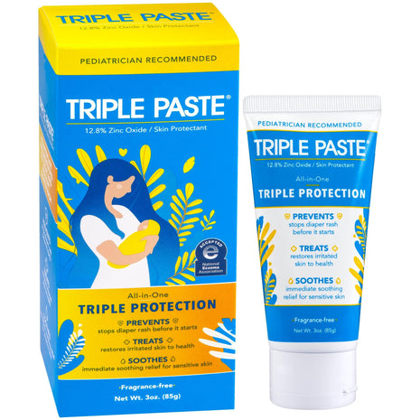 Triple Paste Diaper Rash Cream, Zinc Oxide Baby Ointment, 3 oz