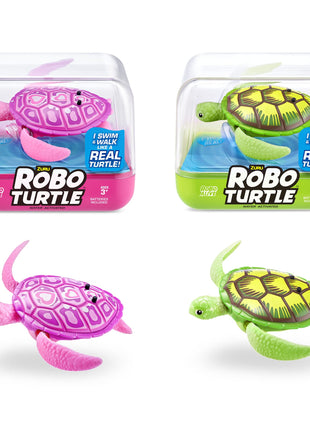 Robo Alive Robo Turtle Robotic Swimming Turtle (Green + Pink) by ZURU Water Activated, Comes with Batteries, Exclusive (2 Pack)