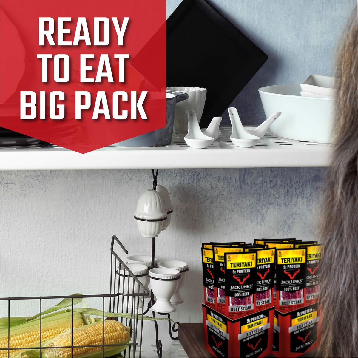Jack Link's Beef Steak, Teriyaki - Protein Snacks, Meat Snack with 9g of Protein, Made with 100% Beef, Individually Wrapped Bulk Snack Pack, Keto Friendly - 1 Oz. (12 Count)