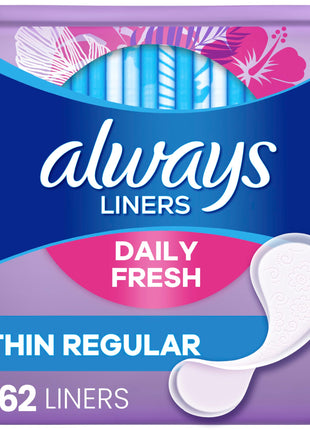 Always Panty Liners for Women Thin No Feel Protection Daily Liners, Regular, Unscented, 162 Count