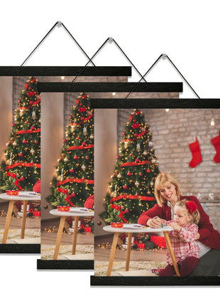 YK artwood 3 Pack Magnetic Poster Hanger Frame 12 inch Black,12x16 12x18 12x20 12x24 Wood Magnet Frames Hangers for Photos, Pictures, Prints, Maps, Canvas Artwork,Diamond Art Painting,Canvas Hanger