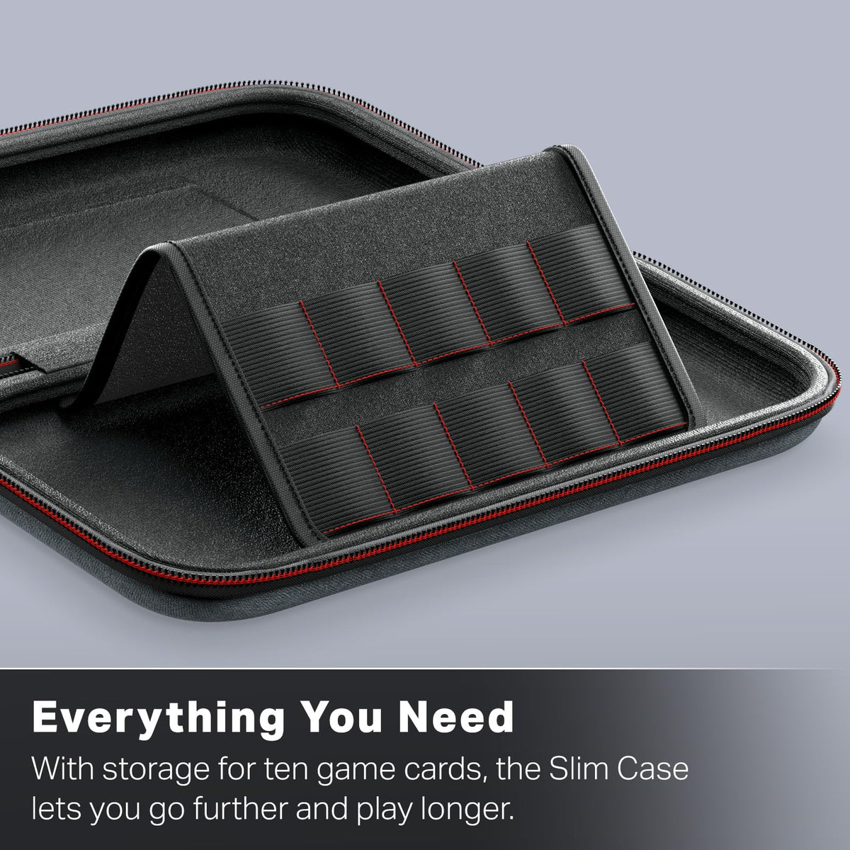 PowerA Slim Case for Nintendo Switch 2 - Dark Heather Grey, Officially Licensed, Protective Case, Holds 10 Game Cards, Padded Screen Protector, Built-in Play Stand